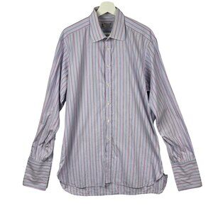 Turnbull &‎ Asser Lilac Blue Stripe 100% Cotton French Cuff Dress Shirt 17"